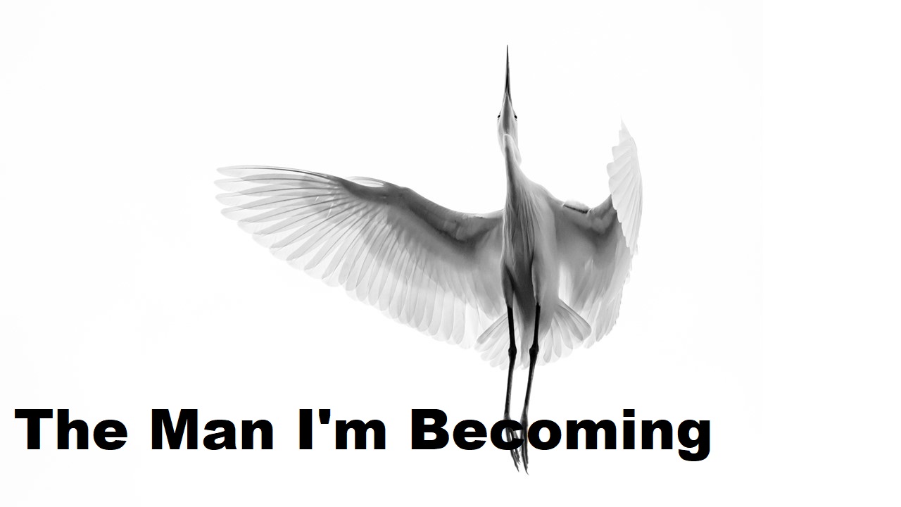 The Man I'm Becoming Cover Art: Silhouette rising from flames with compass motif